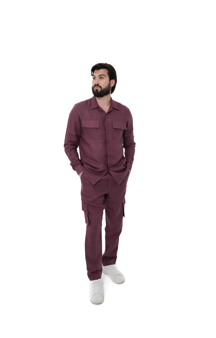 Long Sleeve Chinese Collar Linen Shirt